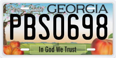 GA license plate PBS0698