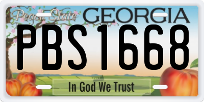 GA license plate PBS1668