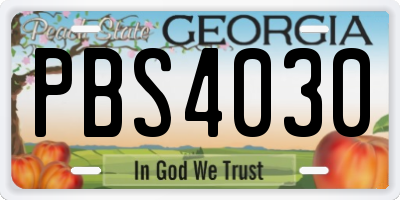 GA license plate PBS4030