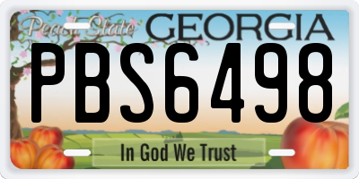 GA license plate PBS6498