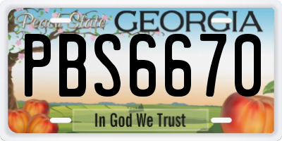 GA license plate PBS6670