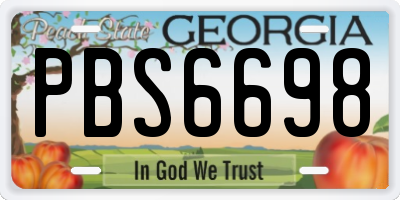 GA license plate PBS6698