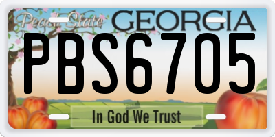 GA license plate PBS6705