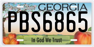 GA license plate PBS6865