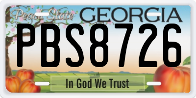 GA license plate PBS8726