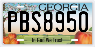 GA license plate PBS8950