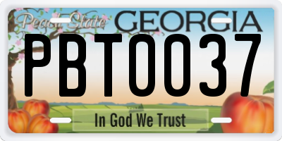 GA license plate PBT0037