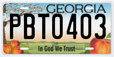 GA license plate PBT0403