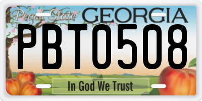 GA license plate PBT0508