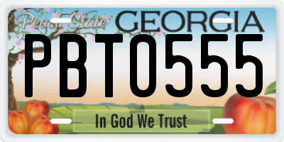 GA license plate PBT0555