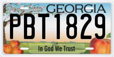 GA license plate PBT1829