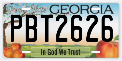 GA license plate PBT2626