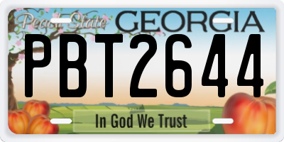 GA license plate PBT2644