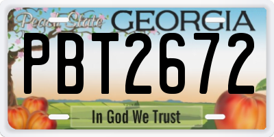 GA license plate PBT2672