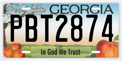 GA license plate PBT2874