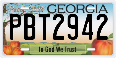 GA license plate PBT2942
