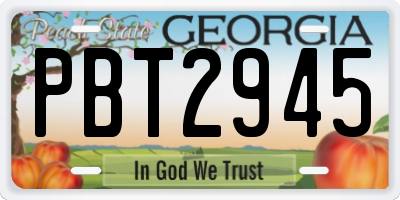 GA license plate PBT2945
