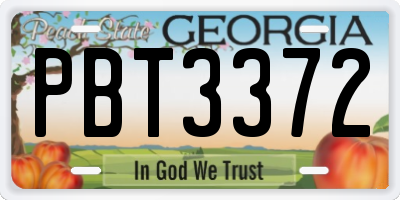 GA license plate PBT3372