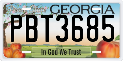 GA license plate PBT3685