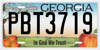 GA license plate PBT3719
