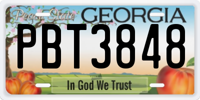 GA license plate PBT3848