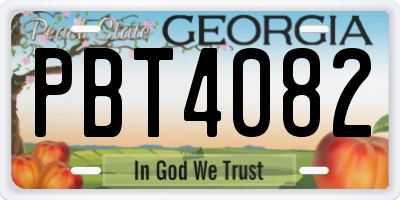 GA license plate PBT4082