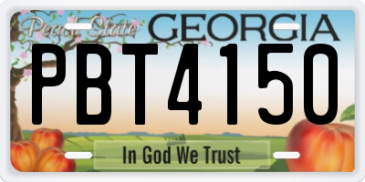GA license plate PBT4150