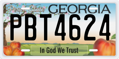 GA license plate PBT4624