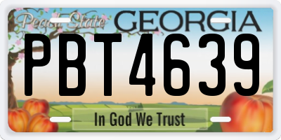 GA license plate PBT4639