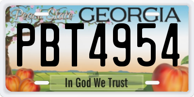 GA license plate PBT4954