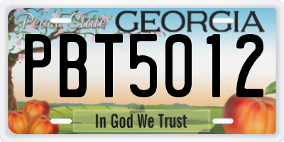 GA license plate PBT5012