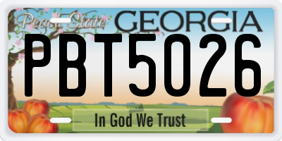 GA license plate PBT5026