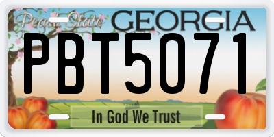 GA license plate PBT5071