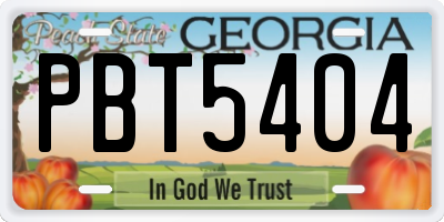 GA license plate PBT5404