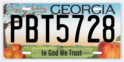 GA license plate PBT5728
