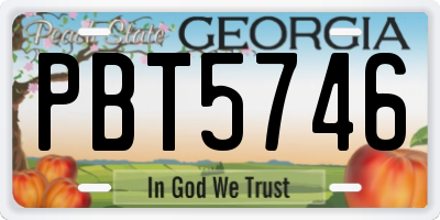 GA license plate PBT5746