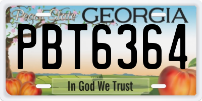 GA license plate PBT6364