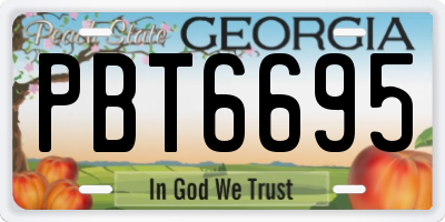 GA license plate PBT6695