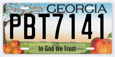 GA license plate PBT7141