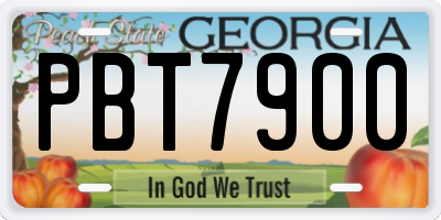 GA license plate PBT7900