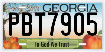 GA license plate PBT7905