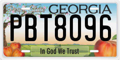 GA license plate PBT8096