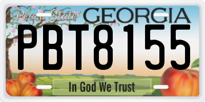 GA license plate PBT8155