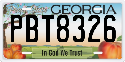 GA license plate PBT8326