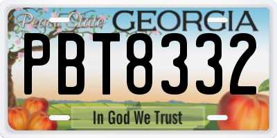 GA license plate PBT8332