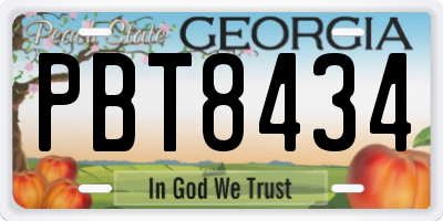 GA license plate PBT8434