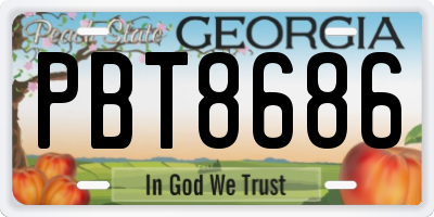 GA license plate PBT8686