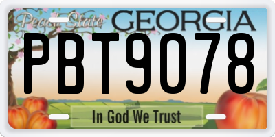 GA license plate PBT9078