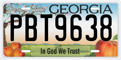 GA license plate PBT9638