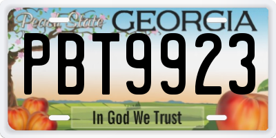 GA license plate PBT9923